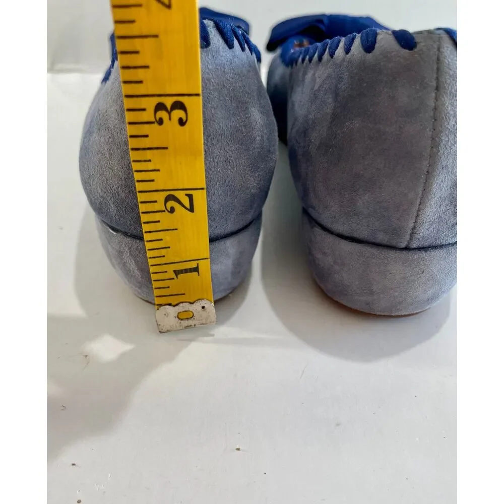 Amalfi by Rangoni ballet flats comfort loafers blue suede bow casual women 9.5